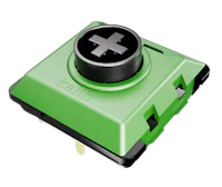 a green button on a black background